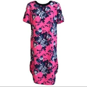 ASOS floral pink short sleeve midi s…